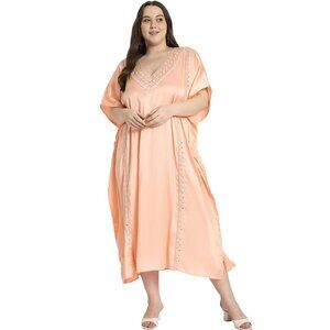 Gypsie Blu Women Long Satin Stylish Kaftan Maxi Dress Comfortable Kimono Dresses